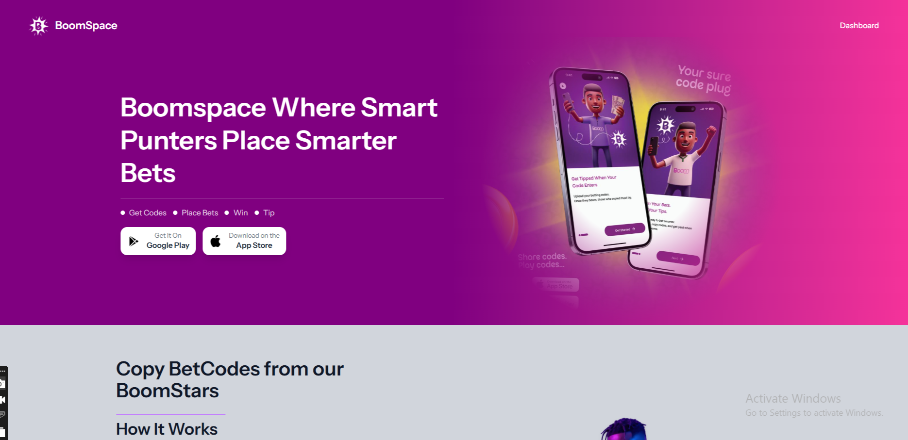Boomspace landing page screenshot