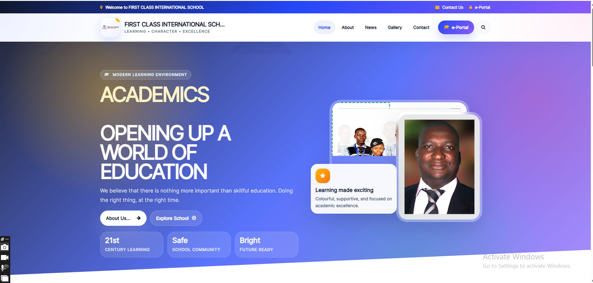 First Class International School website screenshot