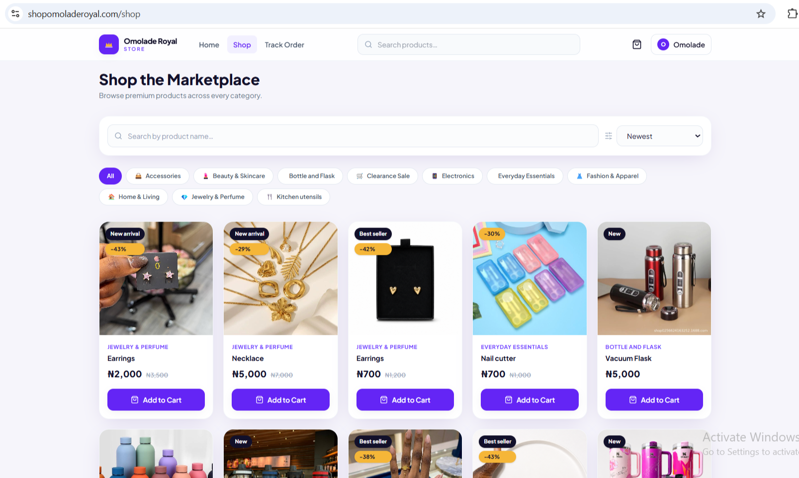 Shop Omolade Royal marketplace screenshot